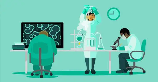 investigadores trabajando en un laboratorio
