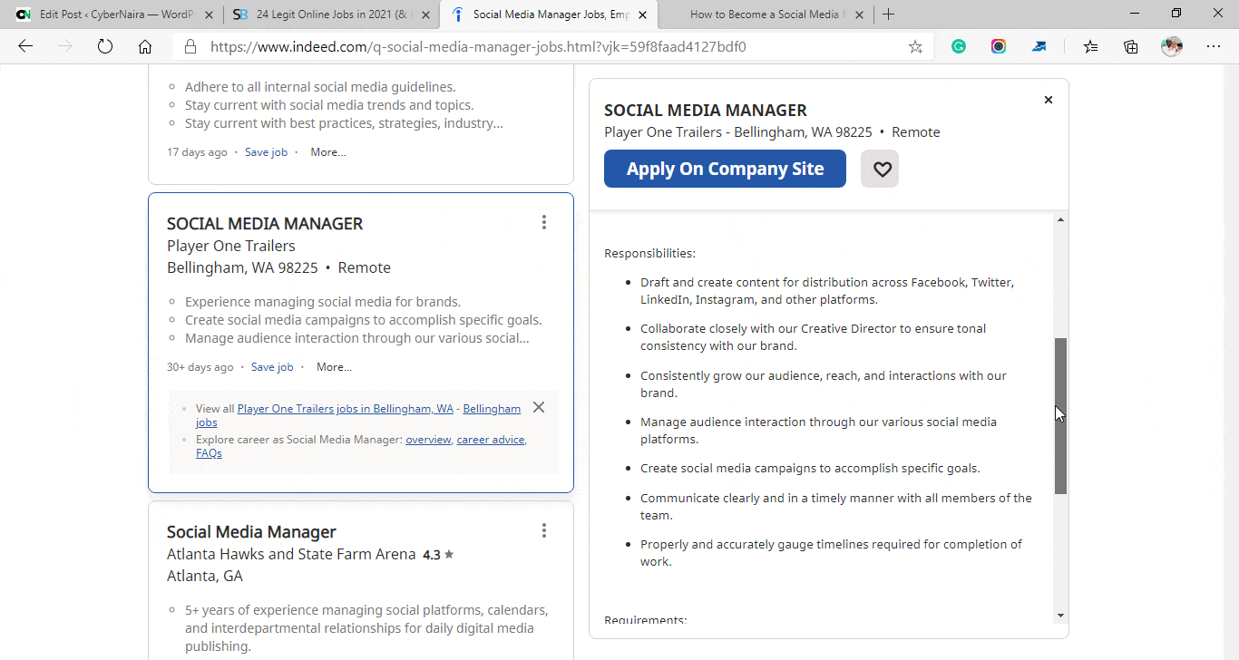 contoh deskripsi pekerjaan manajer media sosial