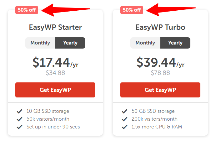 Hosting WordPress Terkelola EasyWP - diskon 50%