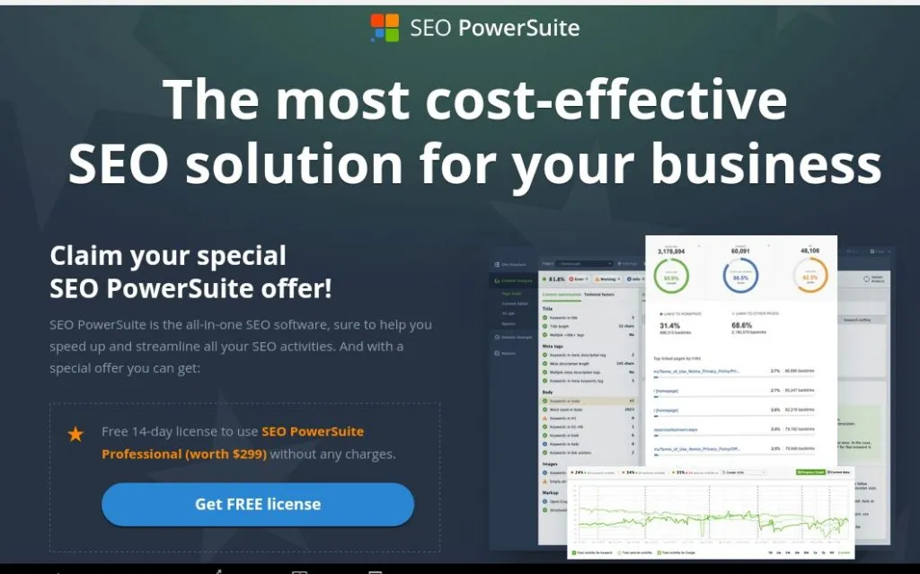 Avaliação gratuita do SEO PowerSuite
