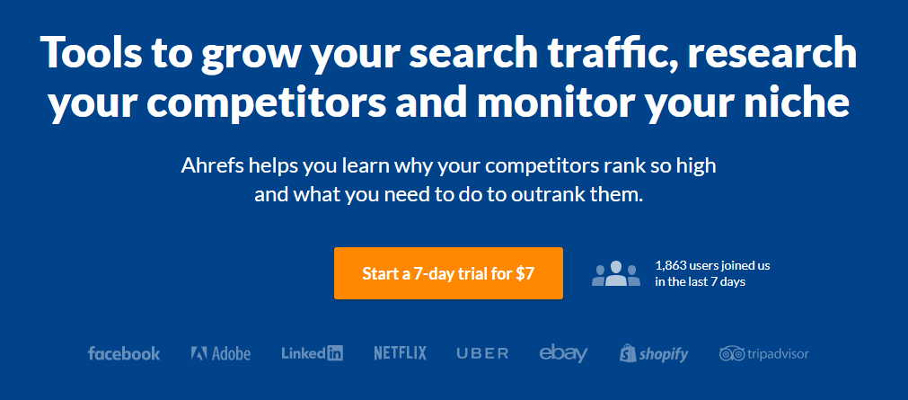 Ahrefs website homepage