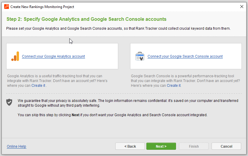 conecte o rastreador de classificação aos dados do Google Analytics e do console de pesquisa