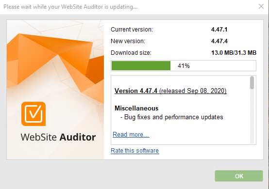 atualizações automáticas do auditor do site