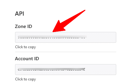 صفحة إعداد معرف المنطقة في Cloudflare