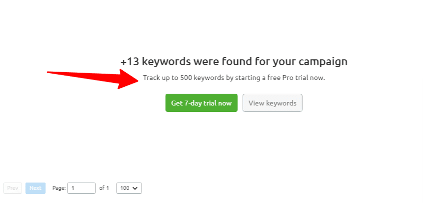 Ferramenta de rastreamento de posição Semrush