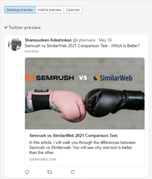 Agenda de postagem de mídia social na ferramenta de postagem social Semrush