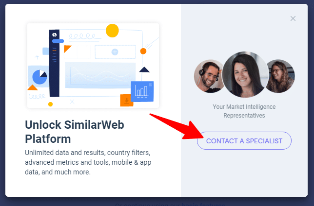 Caixa de notificação pop-up em Similarweb