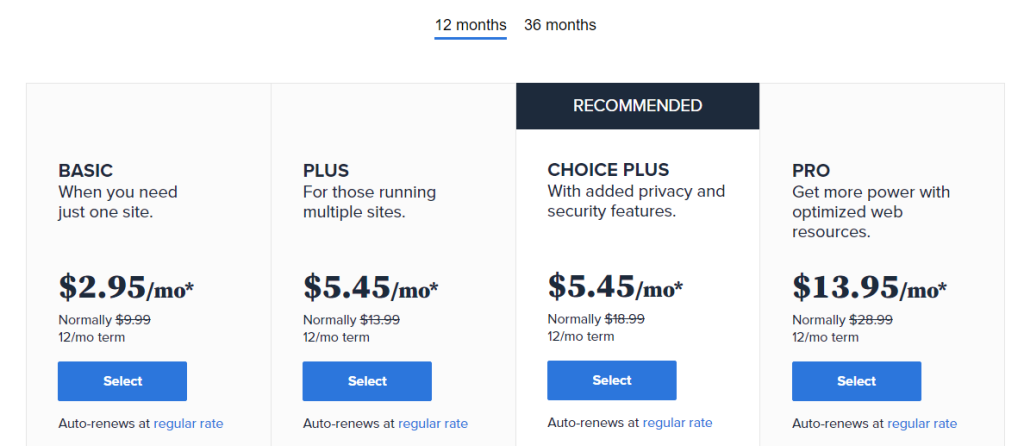 Plano de hospedagem compartilhada Bluehost com preços