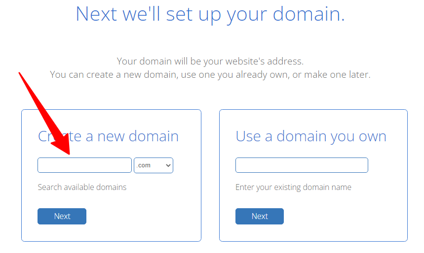 Caixa de pesquisa de domínio Bluehost