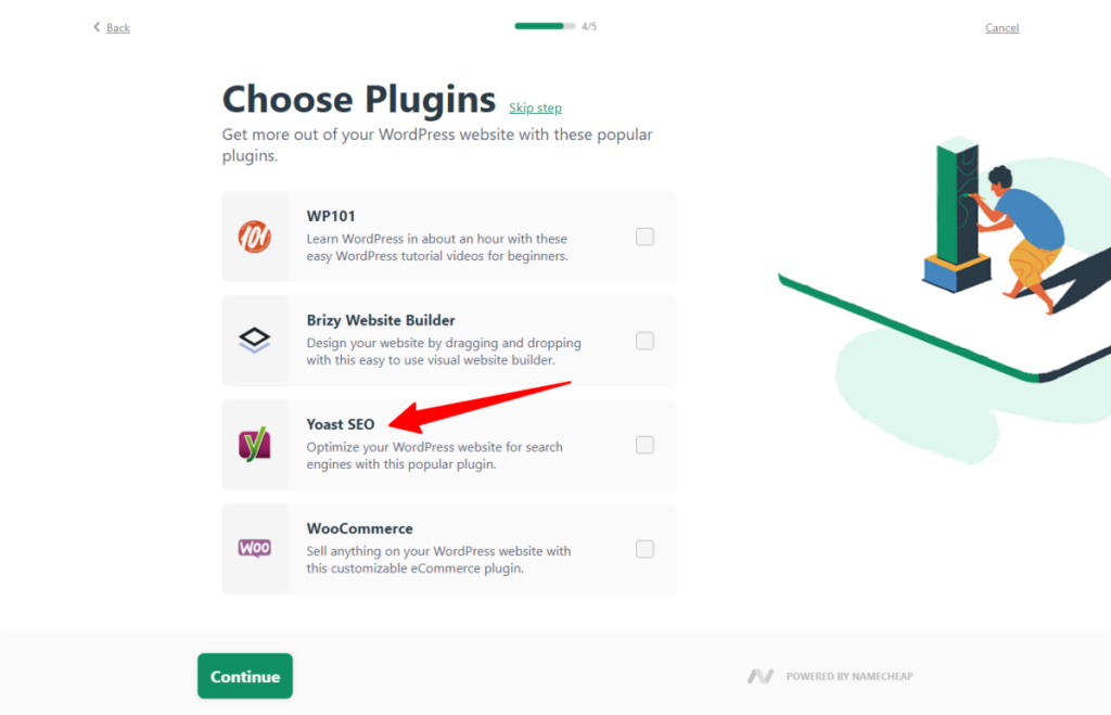 Instalando o WordPress no EasyWP - Plugins da Etapa 4