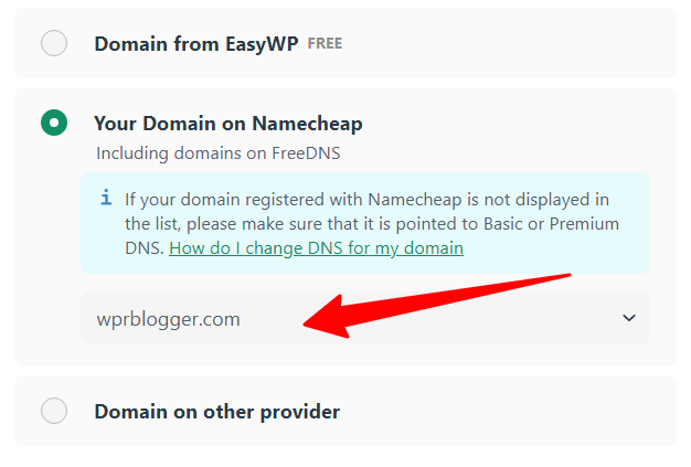 Instalando o WordPress no EasyWP - Passo 1 - Escolha seu nome de domínio