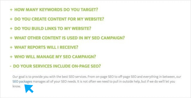 FAQ Page Internal Link