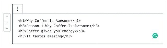H1 Tags WordPress HTML Classic