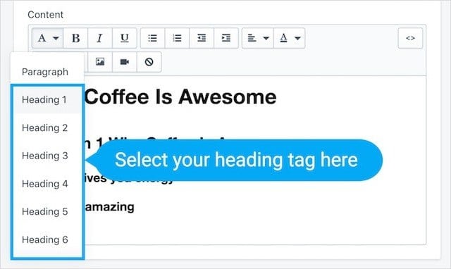 Shopify Heading Tags Formatting