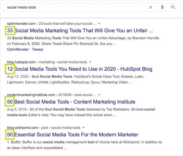 Listicles SERPs