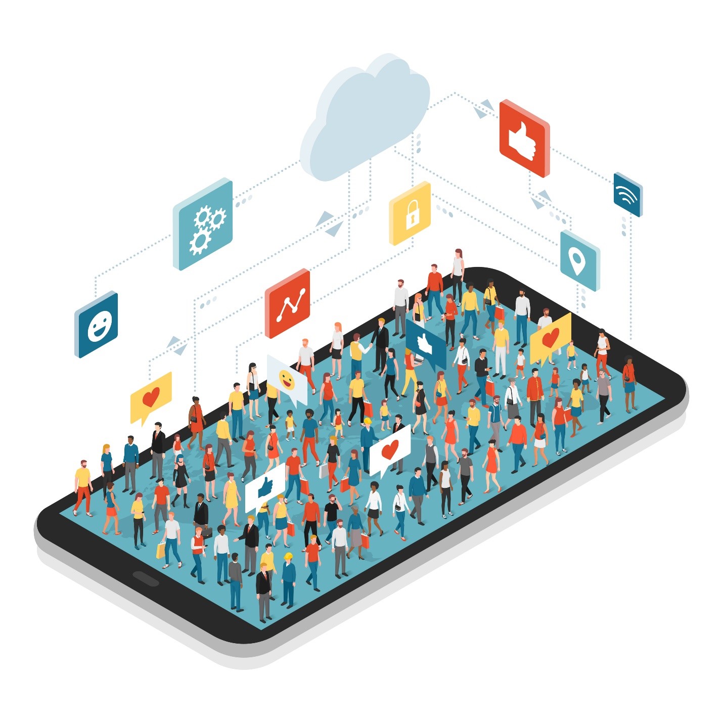 isometric view of social media audience growth