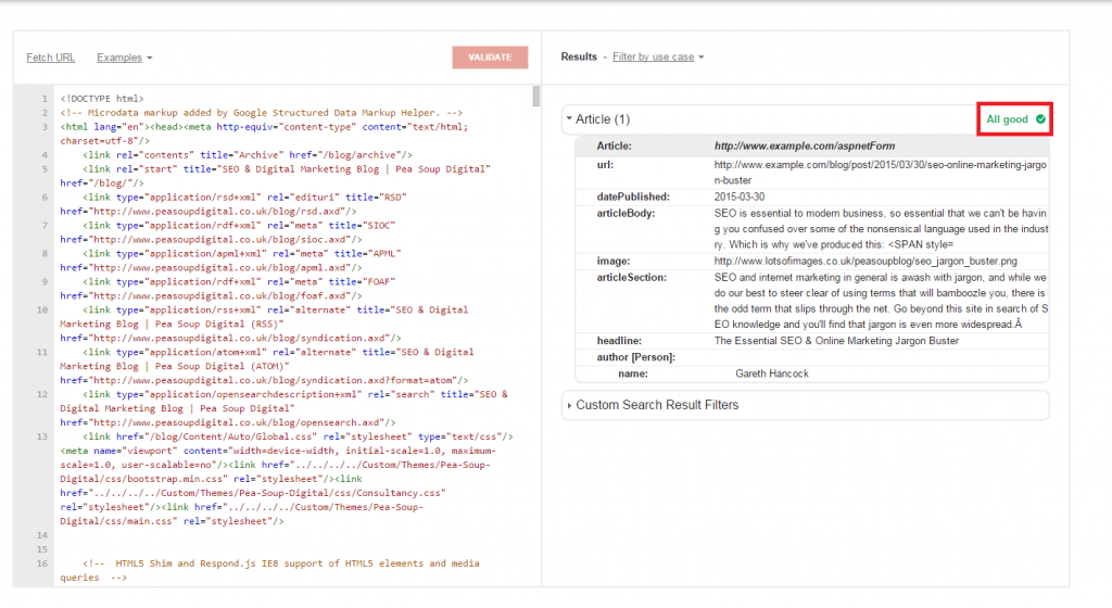 marcação HTML validada