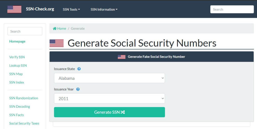 Tools zur Generierung von Sozialversicherungsnummern SSN-Check