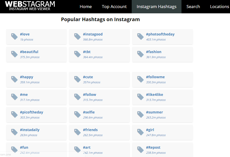 Webstagram-Hashtag Generator Narzędzia na Instagram