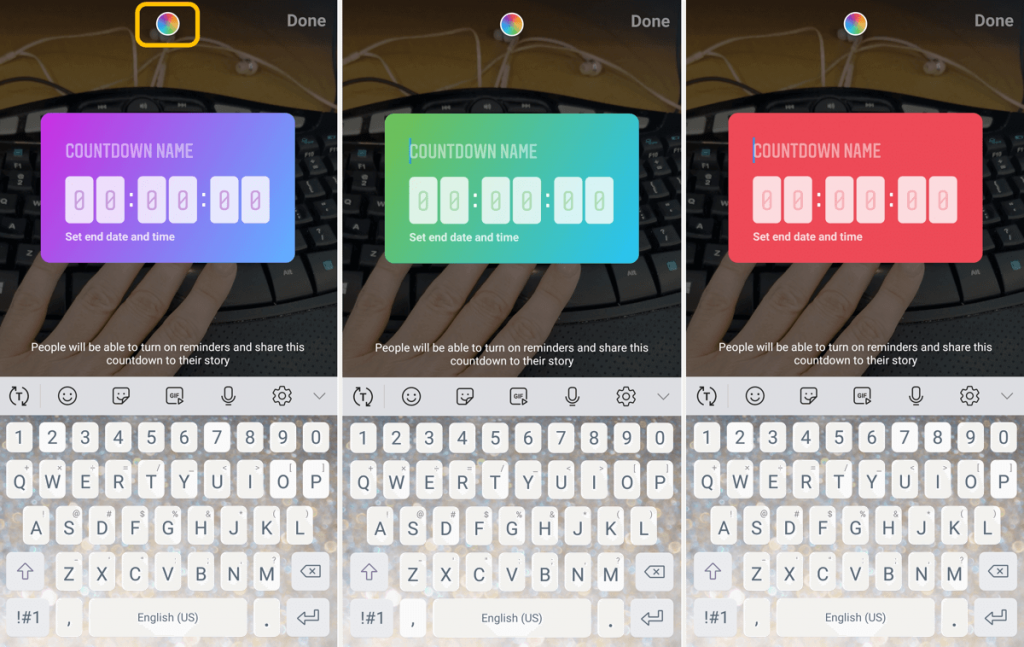 Pegatinas de cuenta regresiva Características de Instagram