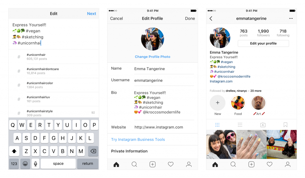 Opciones de mención-Características de Instagram