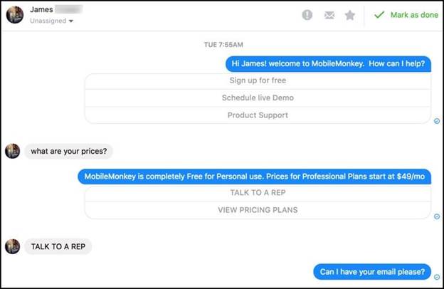 Haga clic en los anuncios de Messenger