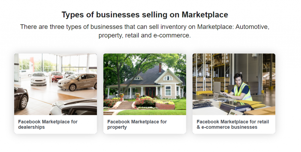 نوع الأعمال التجارية في Facebook Marketplace