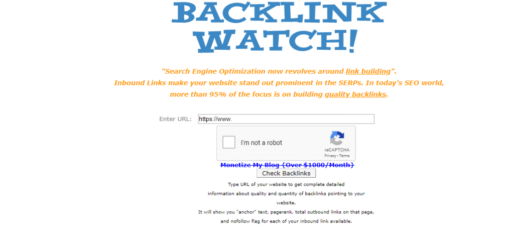 backlinkwatch-Meilleurs outils de vérification de backlink