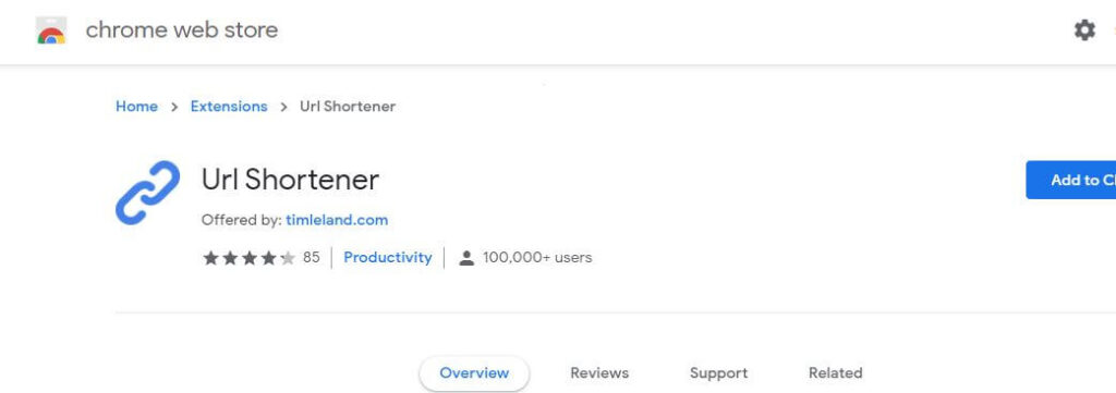Extension chromée de raccourcisseur d'URL
