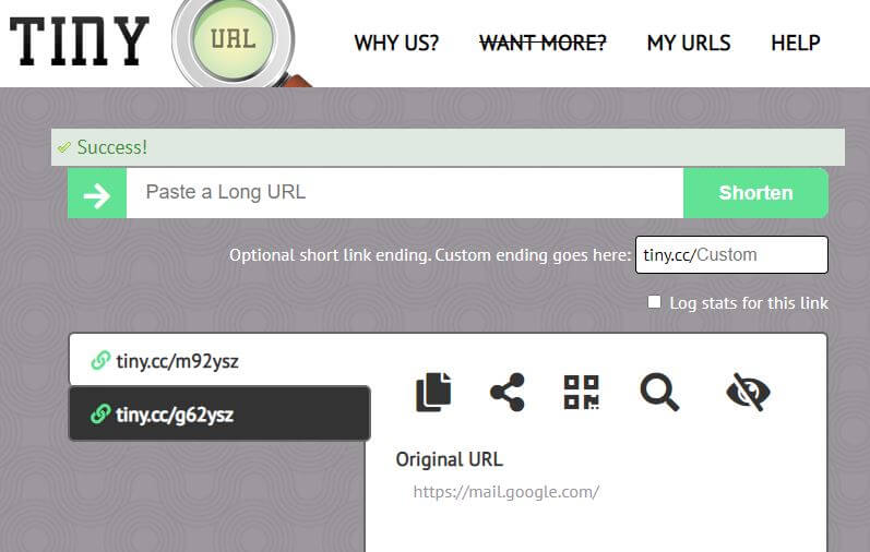 raccourcir l'url de tiny.cc