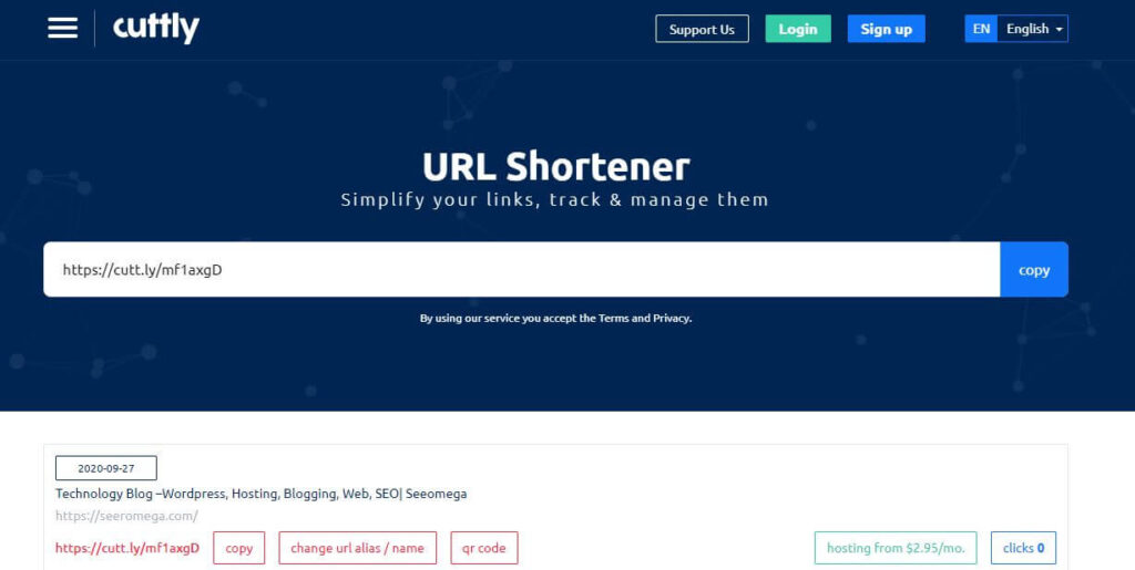 plus court d'url