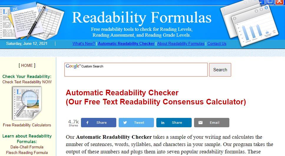 readabilityformulas-Cele mai bune instrumente online gratuite de verificare a lizibilității conținutului SEO