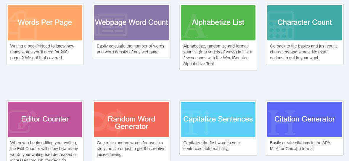 wordcounter-Cele mai bune instrumente online gratuite de verificare a citirii conținutului SEO