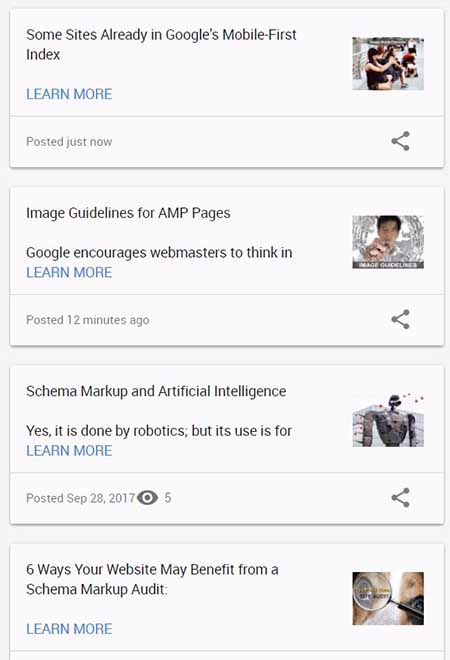 Список публикаций в Google Posts