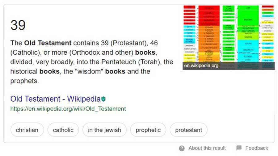 Пример блоков ответов Google с развернутыми всплывающими меню