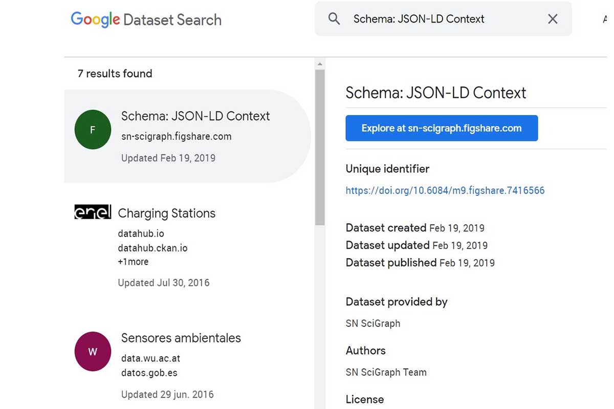 Пример схемы: набор контекстных данных JSON-LD