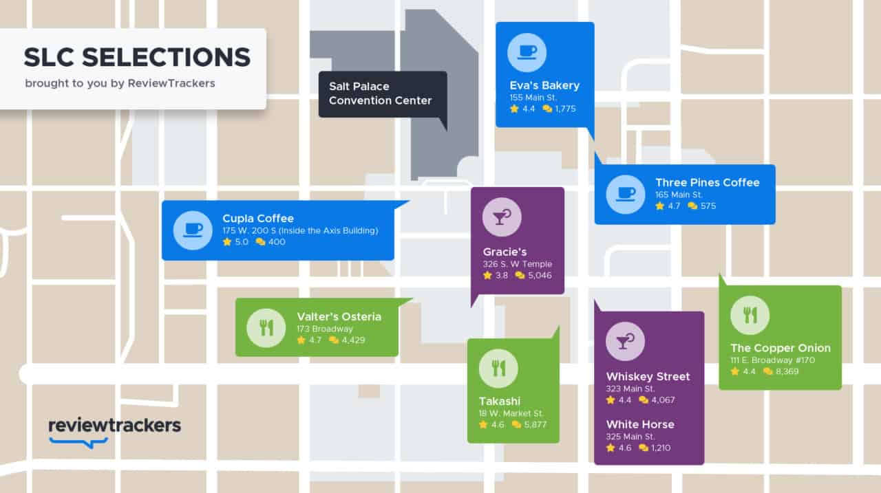 Salt Lake City'deki en yüksek puanlı restoranlardan bazılarının haritası