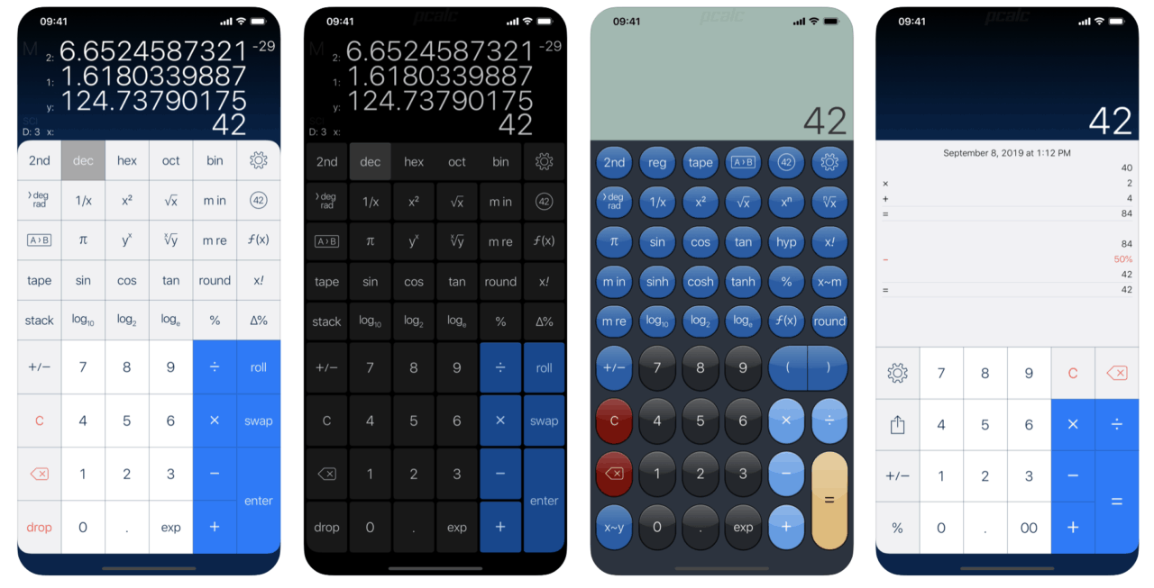 captura de pantalla de la aplicación pcalc