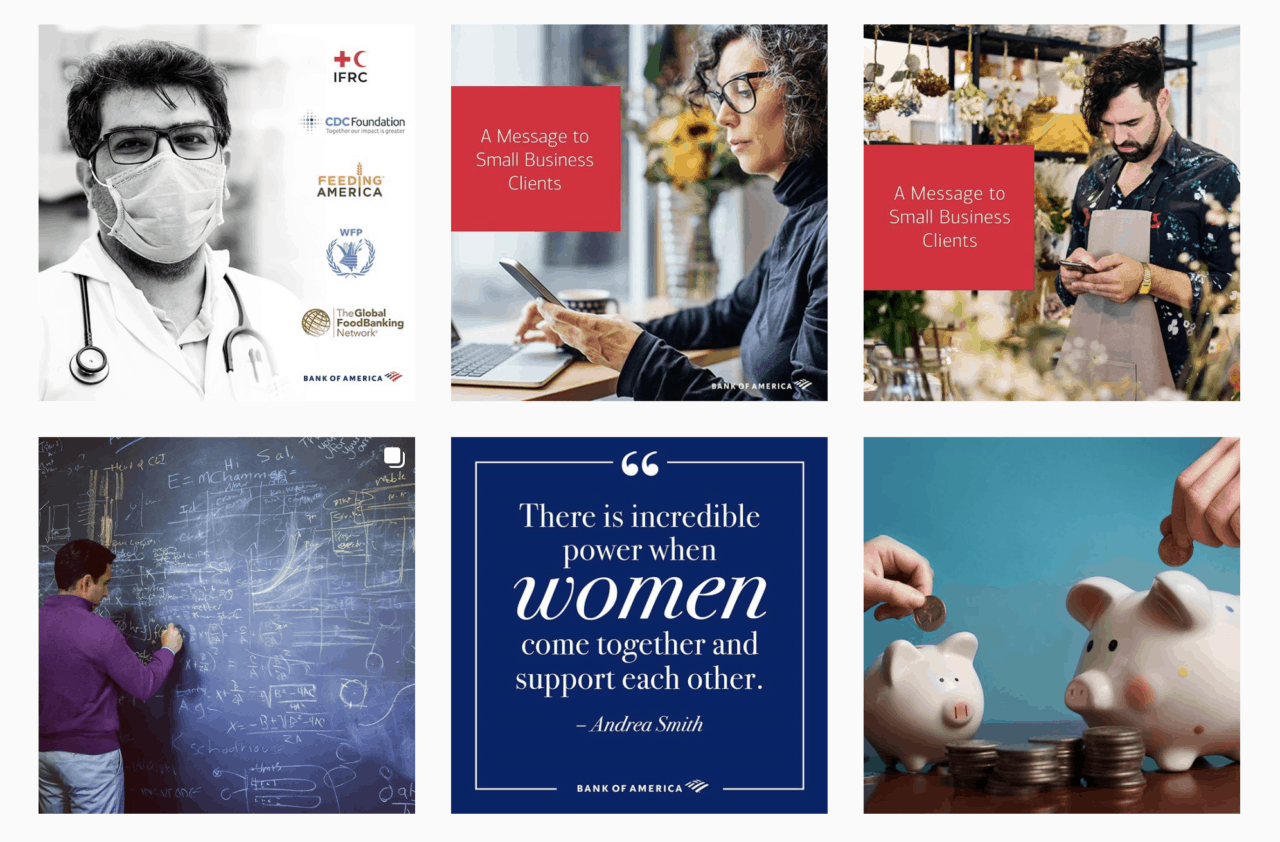 バンクオブアメリカのInstagramページは、銀行業務のための効果的なソーシャルメディア戦略の優れた例です。