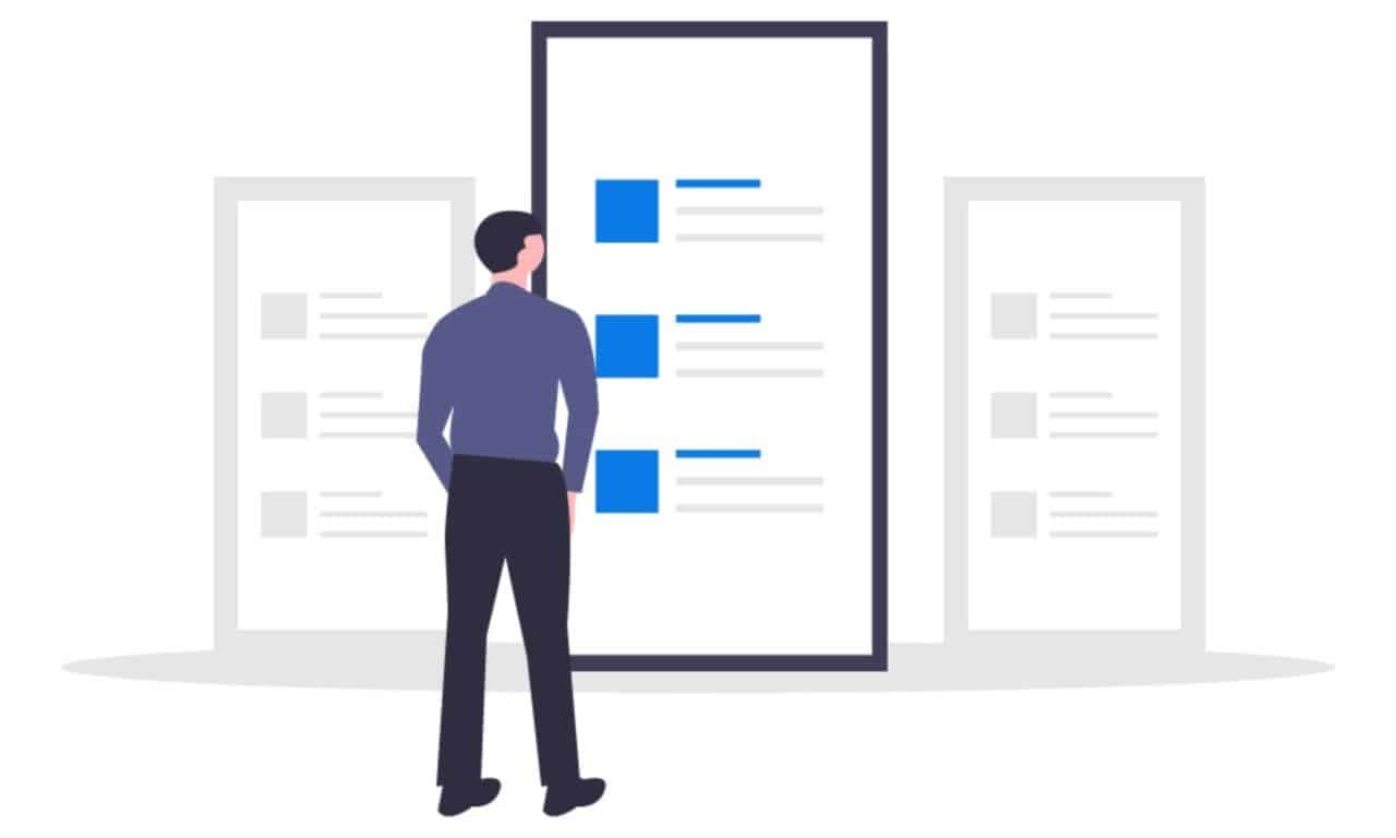銀行業界の競争分析についてより良いアイデアを得るために顧客調査を見ている男性