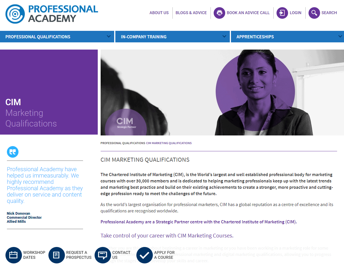 curso de certificação profissional de marketing da academia