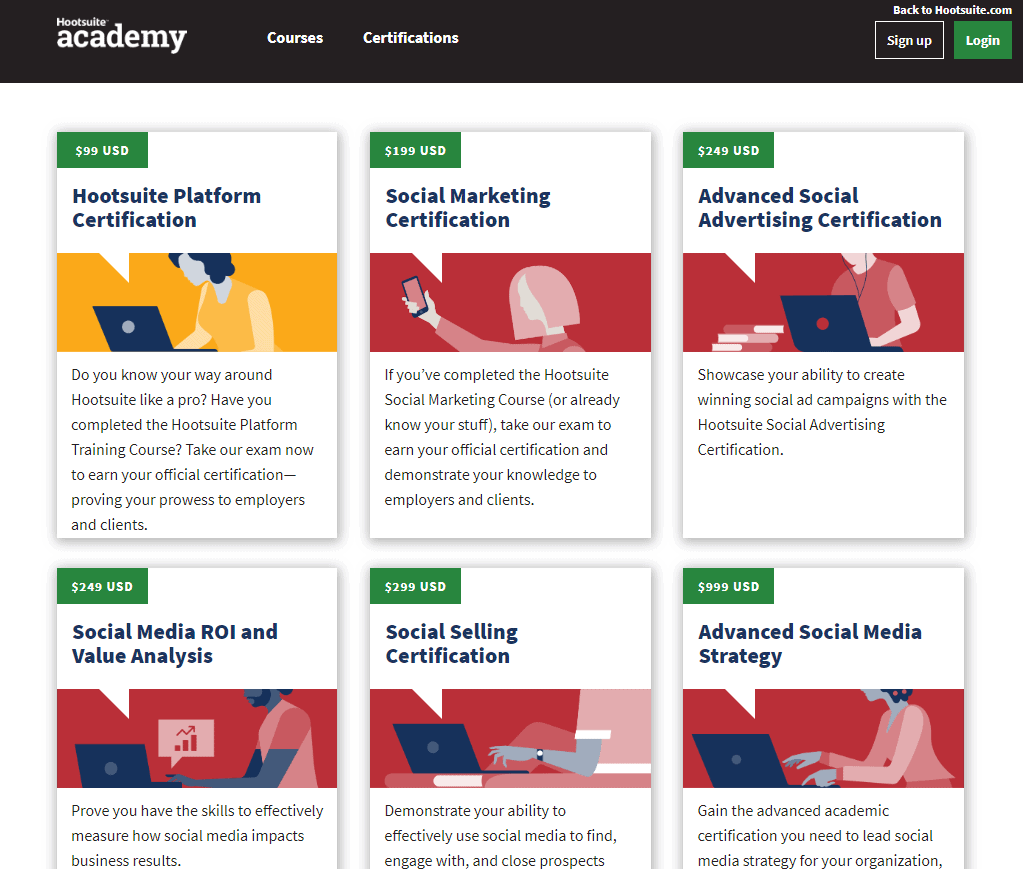 certificação de mídia social hootsuite