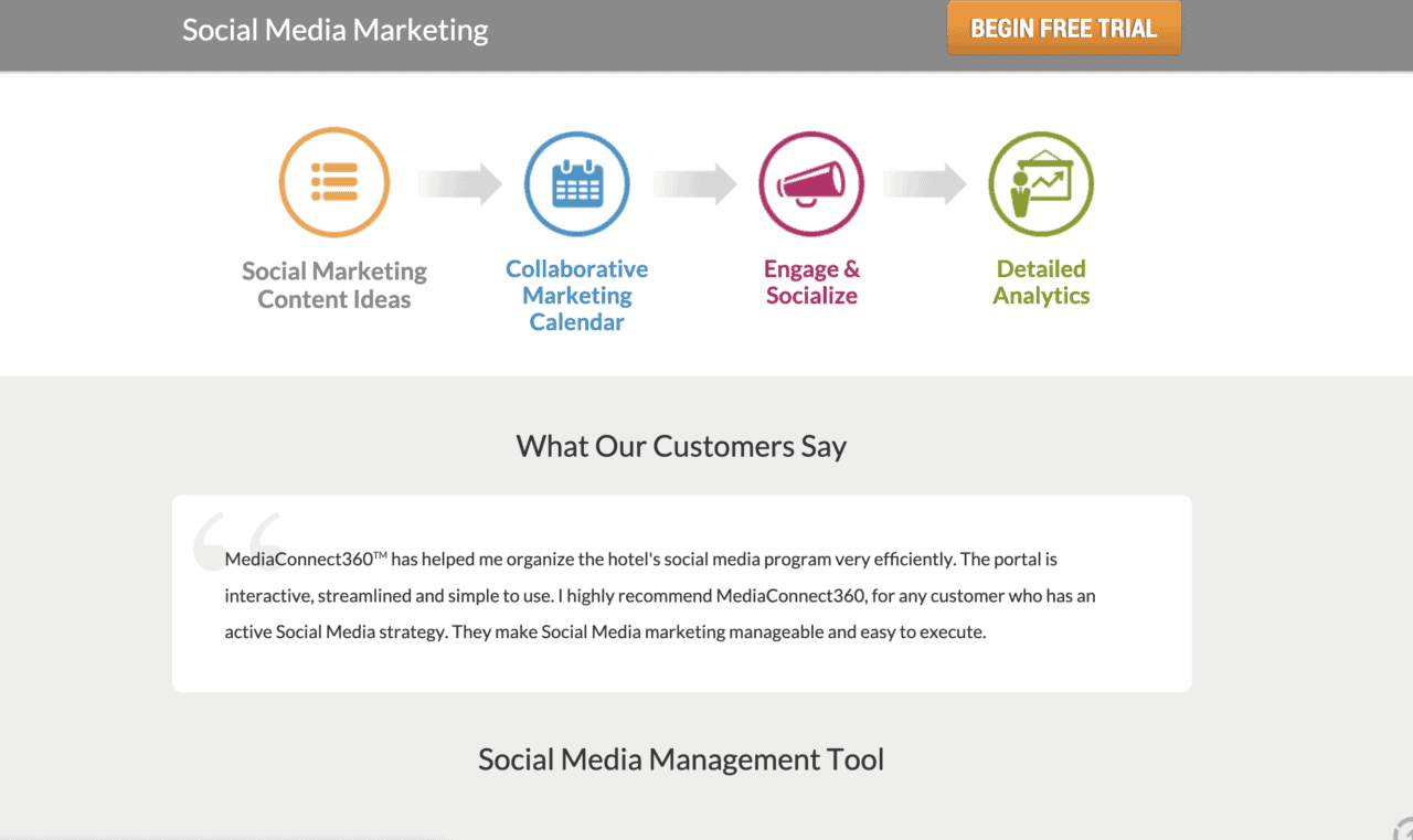 Captură de ecran a site-ului web MediaConnect360