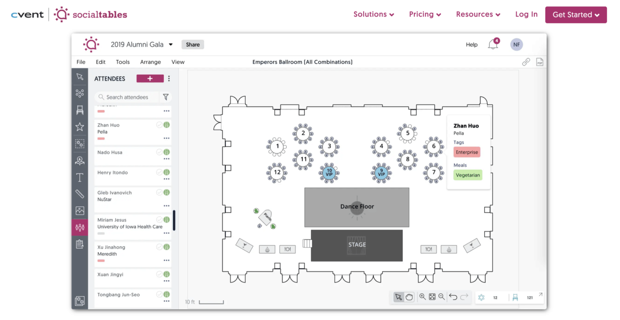 Captură de ecran a site-ului Social Tables