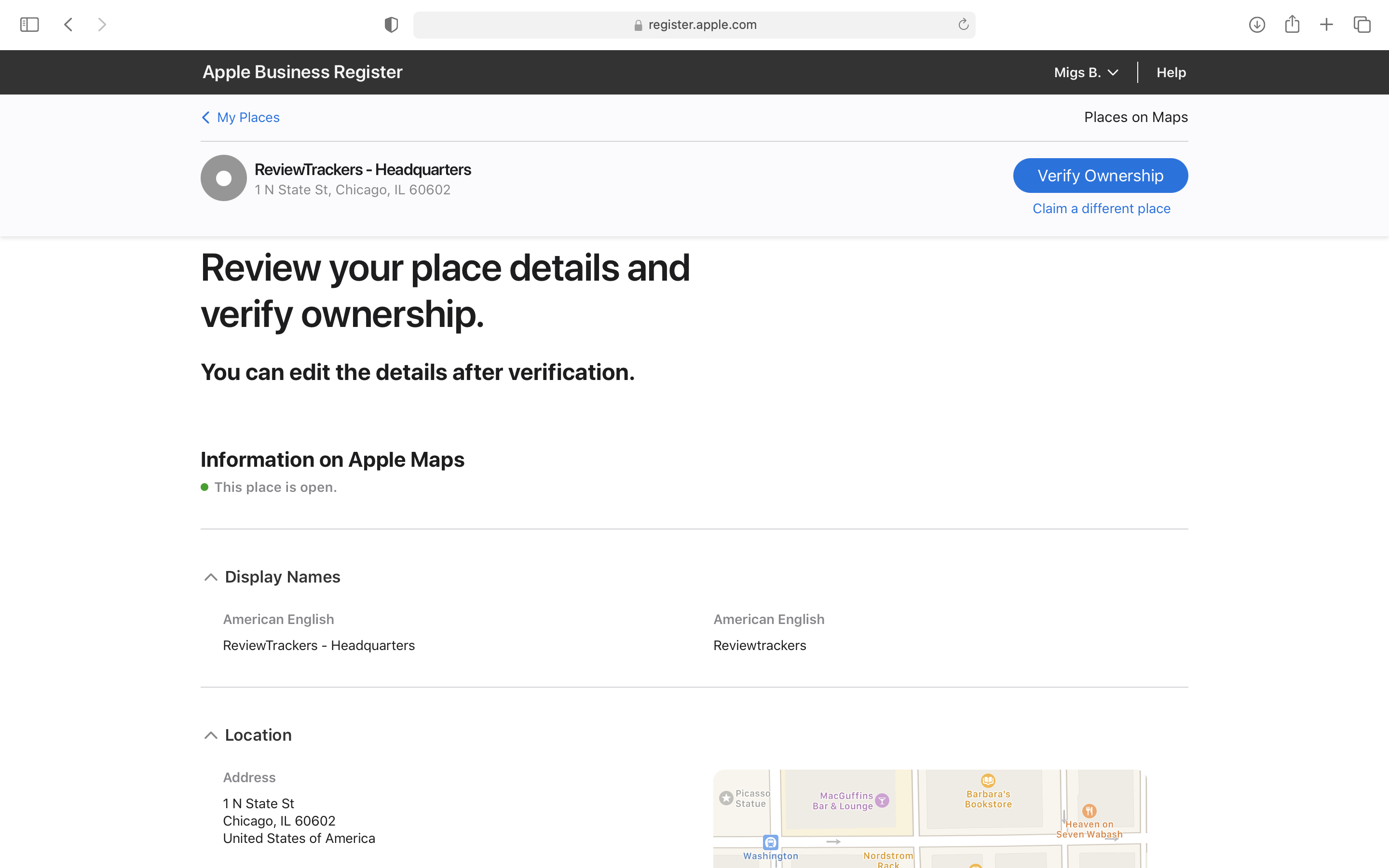 agregar negocios a mapas de apple - registro de negocios de apple