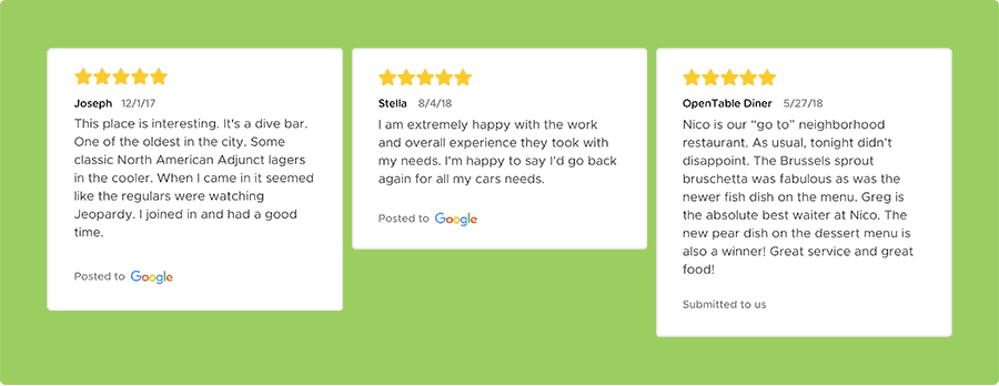 amplificar el carrusel de reseñas