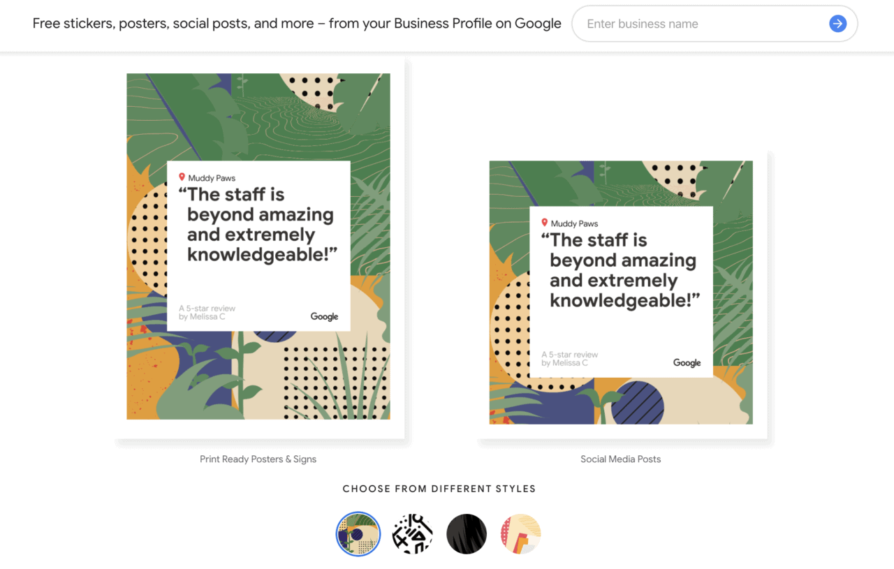 prueba social revisión de google pegatinas