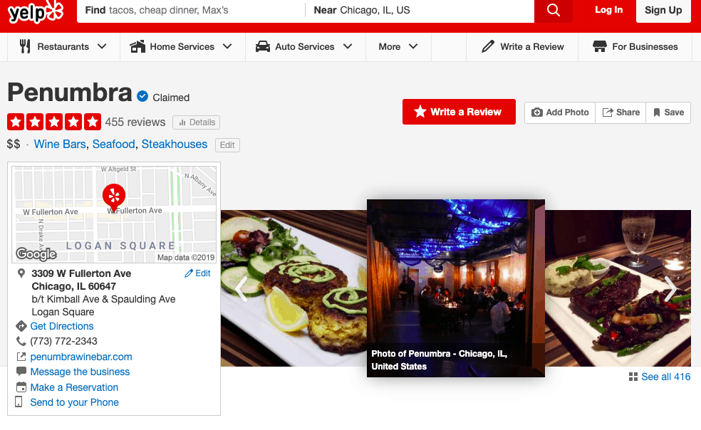 reseñas de restaurantes yelp
