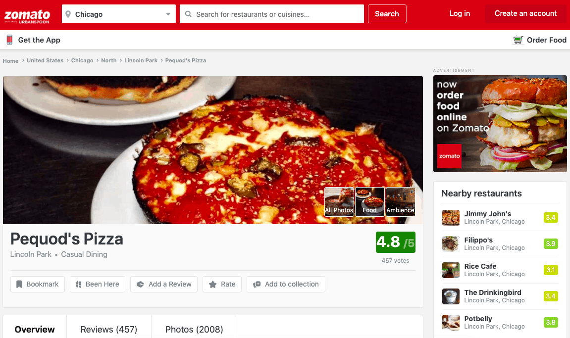 lista de restaurantes zomato