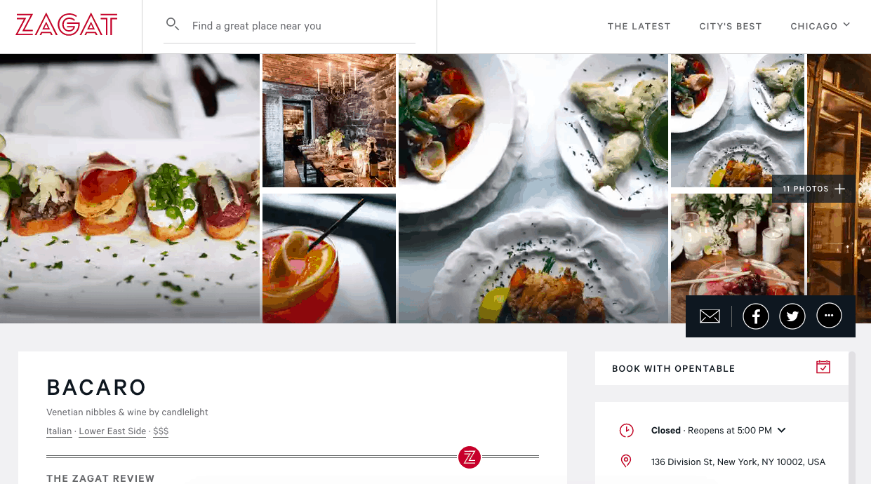 captura de pantalla de Zagat